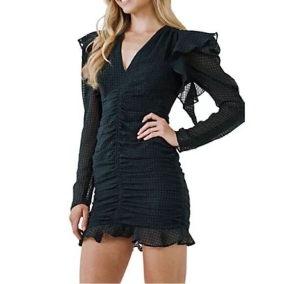 #150 ENDLESS ROSE gathered gingham mini dress - Picture 1 of 10
